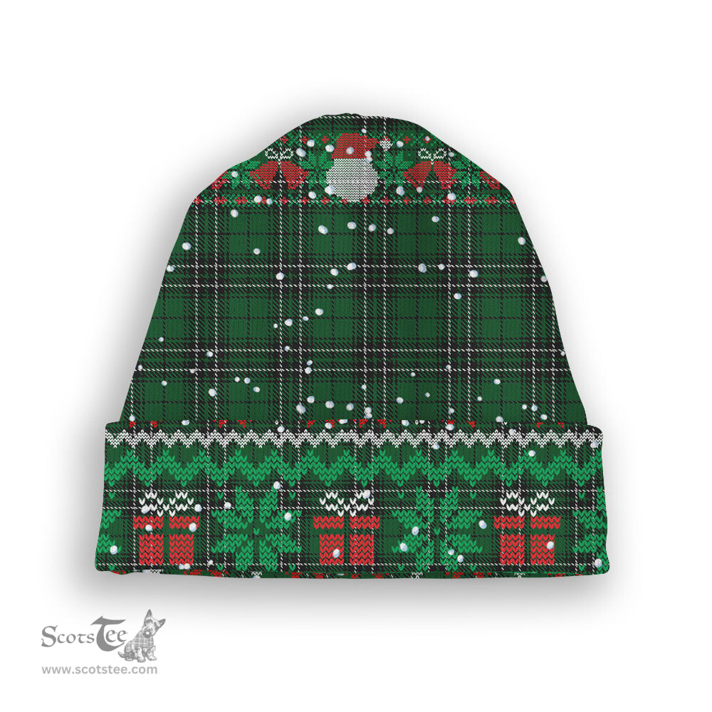 ScotsTee Shop Scottish McLean of Duart Hunting Tartan Plaid Christmas Deer Snowman Snowflake Bell Knit Beanie