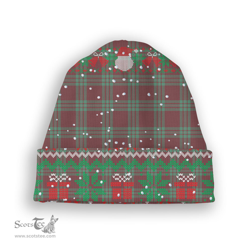 ScotsTee Shop Scottish MacGregor Hunting Ancient Tartan Plaid Christmas Deer Snowman Snowflake Bell Knit Beanie