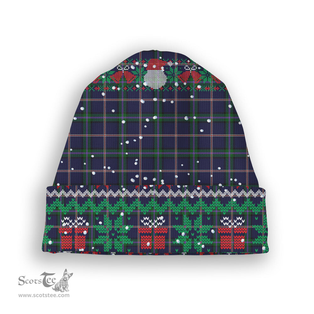 ScotsTee Shop Scottish Marion Tartan Plaid Christmas Deer Snowman Snowflake Bell Knit Beanie