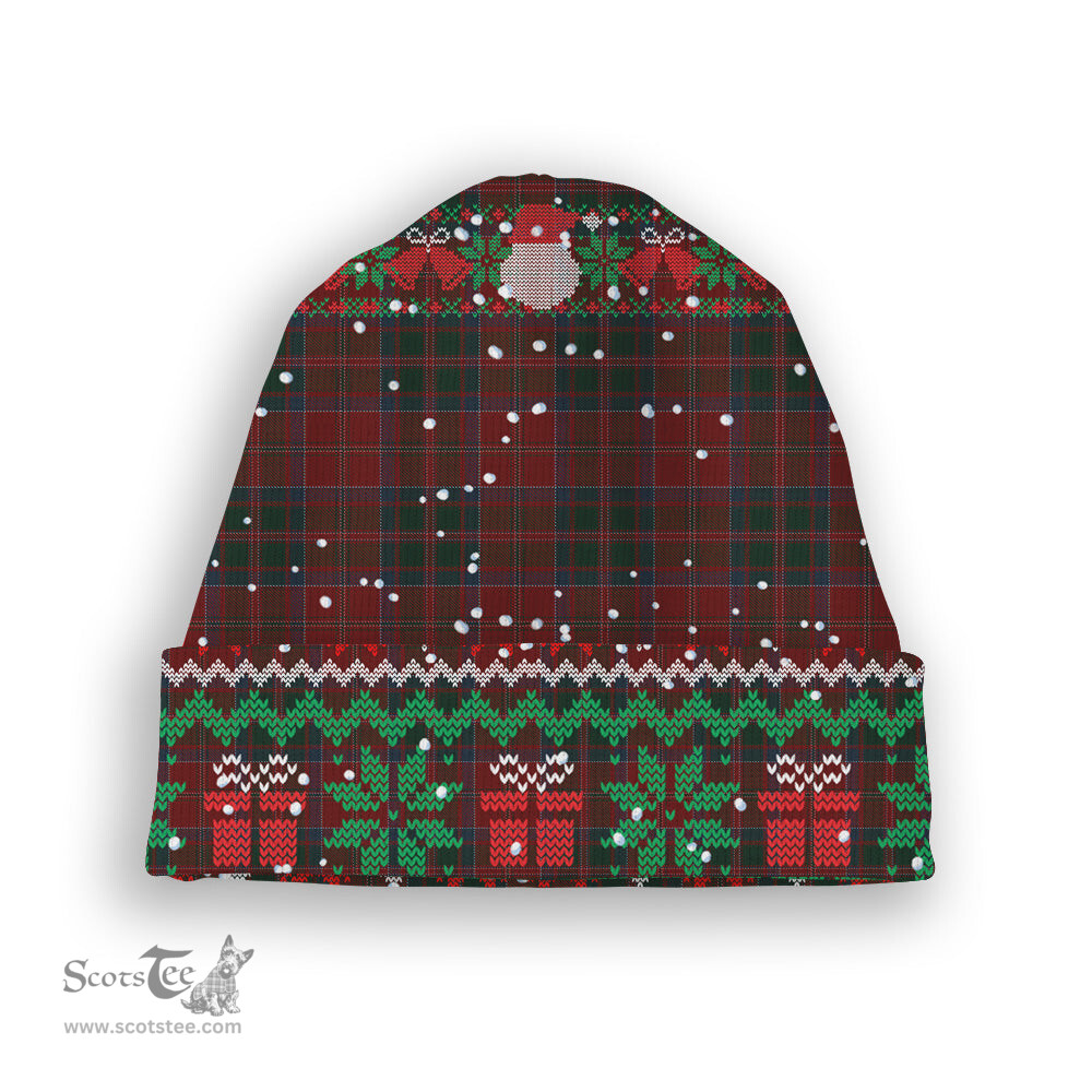 ScotsTee Shop Scottish McDonald of Glencoe Tartan Plaid Christmas Deer Snowman Snowflake Bell Knit Beanie