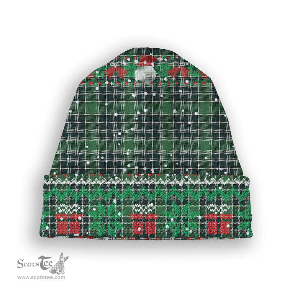 ScotsTee Shop Scottish McDonald Lord of the Isles Hunting Modern Tartan Plaid Christmas Deer Snowman Snowflake Bell Knit Beanie