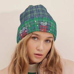 ScotsTee Shop Scottish Leslie Hunting Ancient SC Tartan Plaid Christmas Deer Snowman Snowflake Bell Knit Beanie
