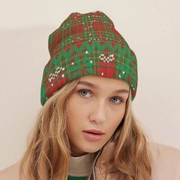 ScotsTee Shop Scottish Leask Ancient Tartan Plaid Christmas Deer Snowman Snowflake Bell Knit Beanie