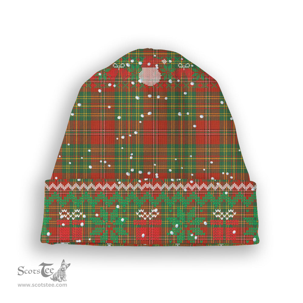 ScotsTee Shop Scottish Leask Ancient Tartan Plaid Christmas Deer Snowman Snowflake Bell Knit Beanie