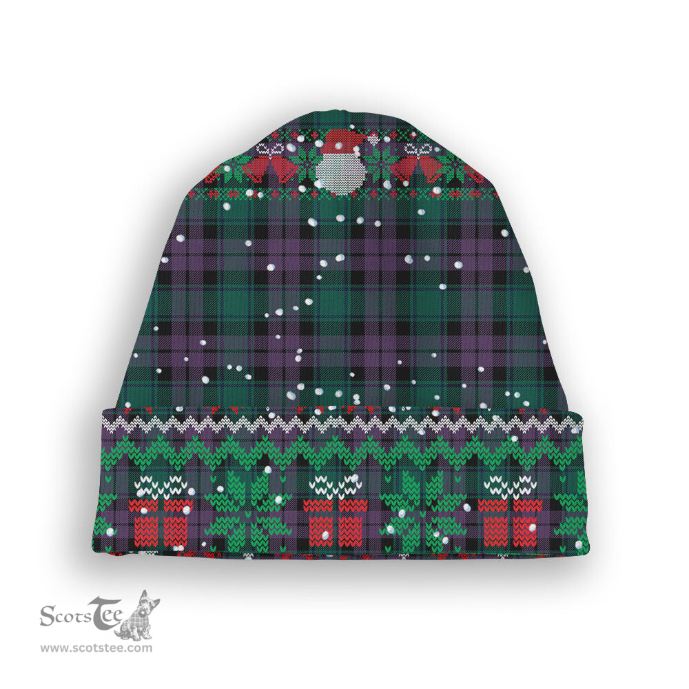 ScotsTee Shop Scottish McArthur of Milton Modern Tartan Plaid Christmas Deer Snowman Snowflake Bell Knit Beanie