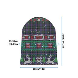 ScotsTee Shop Scottish Malcolm of Berwick Modern Tartan Plaid Christmas Deer Snowman Snowflake Bell Knit Beanie