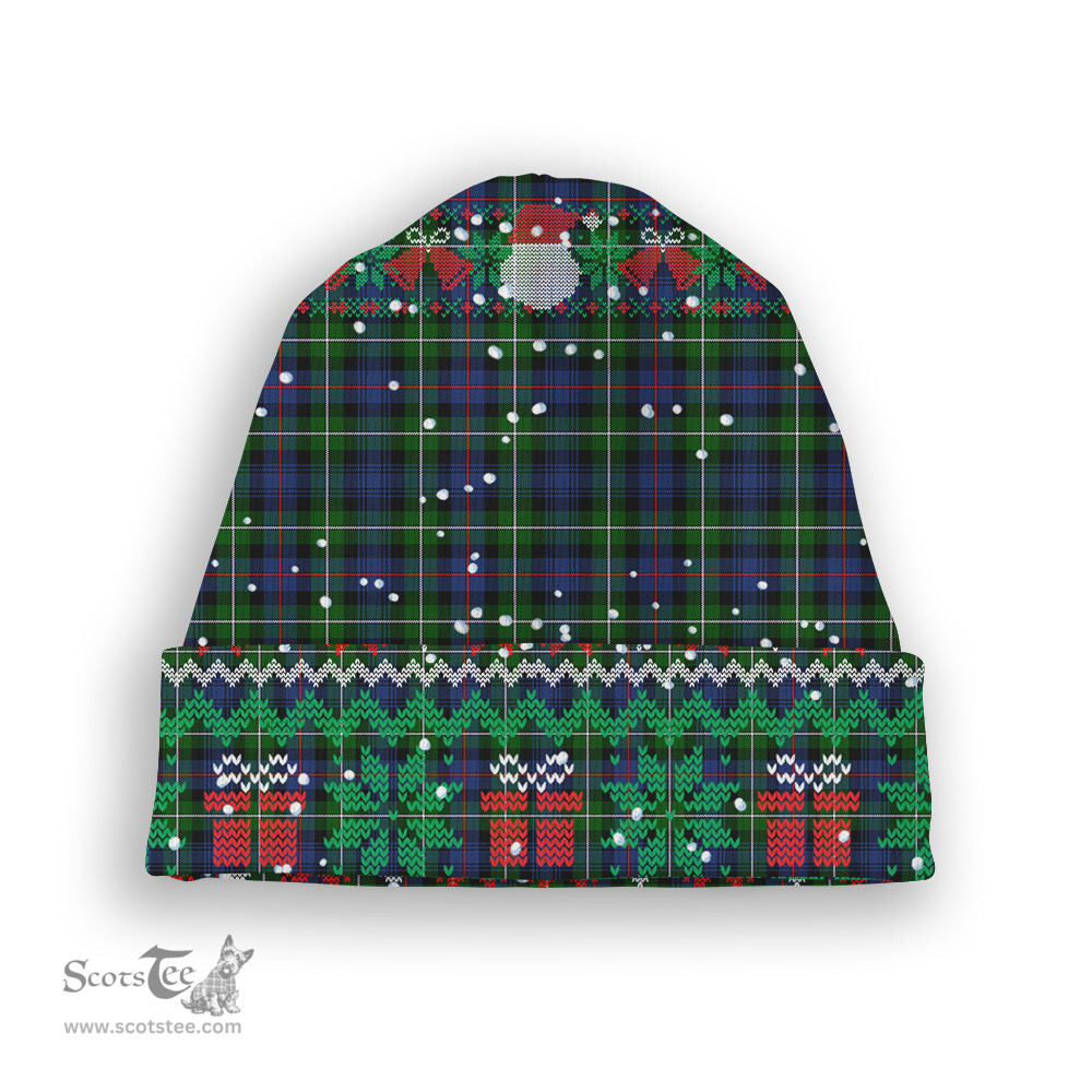 ScotsTee Shop Scottish MacKenzie Modern SC Tartan Plaid Christmas Deer Snowman Snowflake Bell Knit Beanie