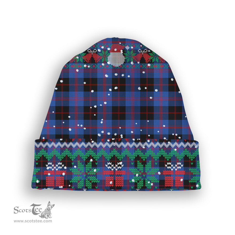 ScotsTee Shop Scottish Maule Modem Tartan Plaid Christmas Deer Snowman Snowflake Bell Knit Beanie