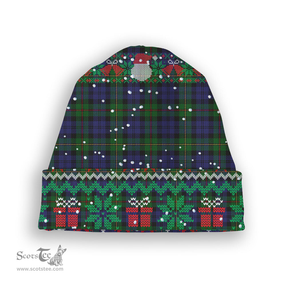 ScotsTee Shop Scottish McEwan Tartan Plaid Christmas Deer Snowman Snowflake Bell Knit Beanie