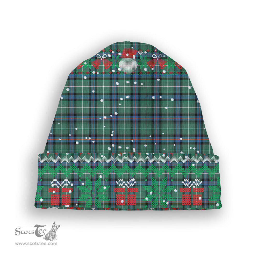 ScotsTee Shop Scottish MacDonald of the Isles Hunting Ancient Tartan Plaid Christmas Deer Snowman Snowflake Bell Knit Beanie