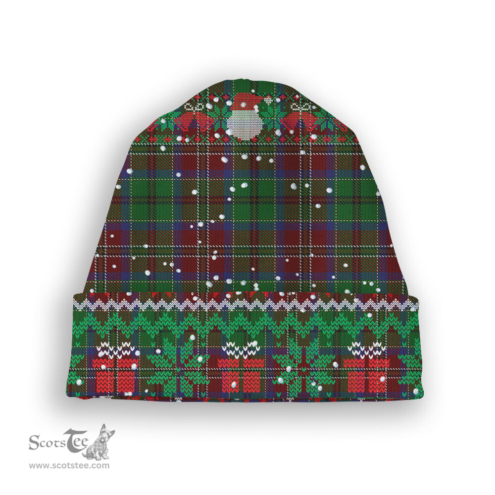 ScotsTee Shop Scottish McCulloch Tartan Plaid Christmas Deer Snowman Snowflake Bell Knit Beanie