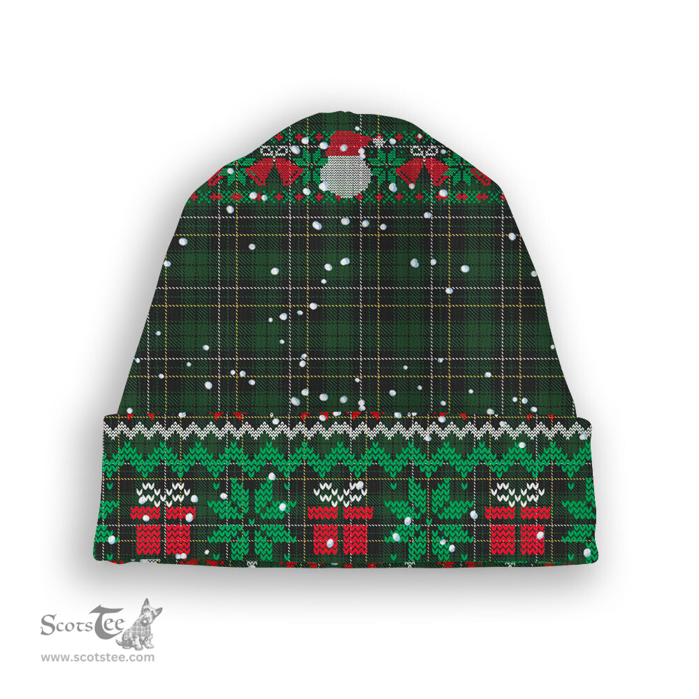 ScotsTee Shop Scottish MacAlpin Tartan Plaid Christmas Deer Snowman Snowflake Bell Knit Beanie