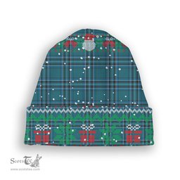 ScotsTee Shop Scottish Kelly Dress Modern Tartan Plaid Christmas Deer Snowman Snowflake Bell Knit Beanie