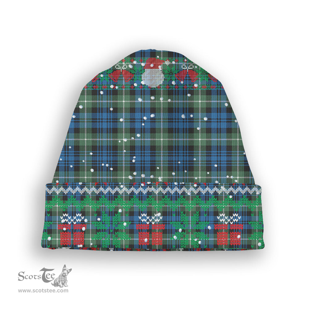 ScotsTee Shop Scottish Lamont Ancient Tartan Plaid Christmas Deer Snowman Snowflake Bell Knit Beanie