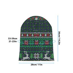 ScotsTee Shop Scottish McCallum Modern Tartan Plaid Christmas Deer Snowman Snowflake Bell Knit Beanie