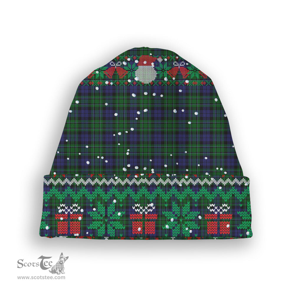 ScotsTee Shop Scottish McCallum Modern Tartan Plaid Christmas Deer Snowman Snowflake Bell Knit Beanie