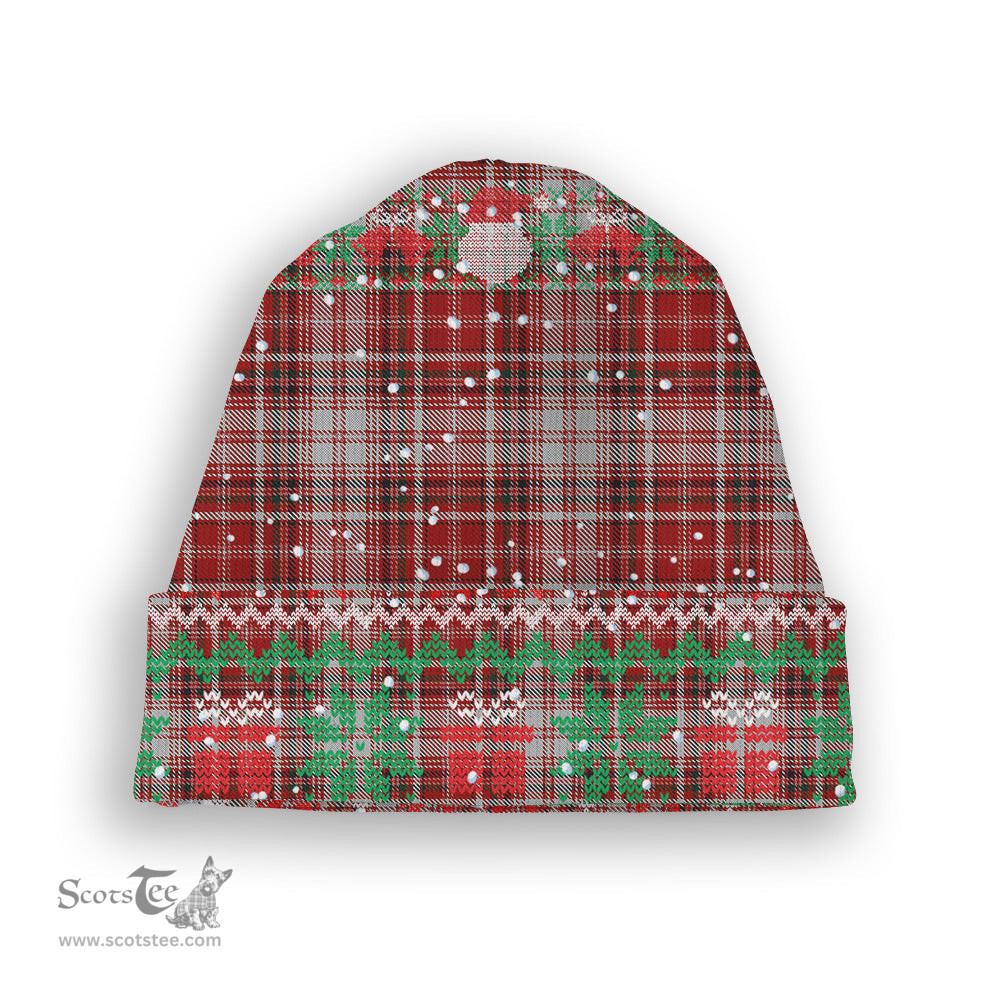 ScotsTee Shop Scottish MacDougall Dress Tartan Plaid Christmas Deer Snowman Snowflake Bell Knit Beanie