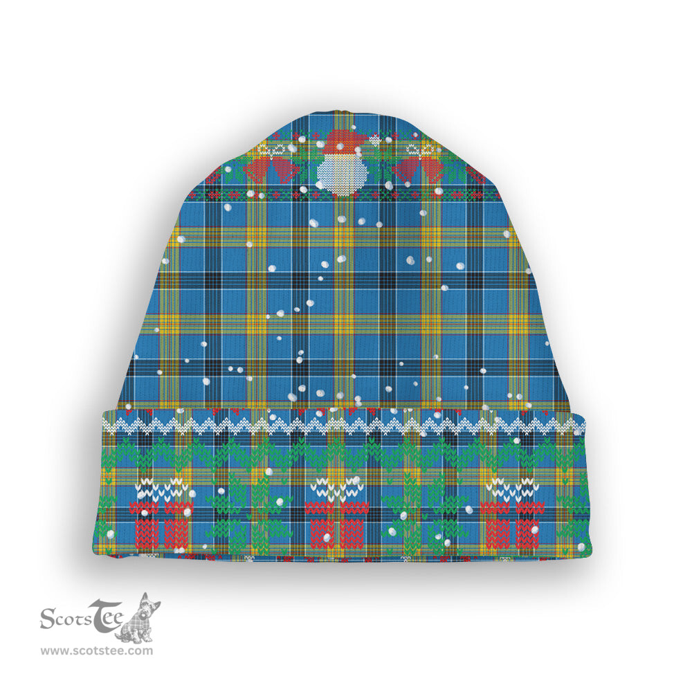 ScotsTee Shop Scottish Laing SC Tartan Plaid Christmas Deer Snowman Snowflake Bell Knit Beanie