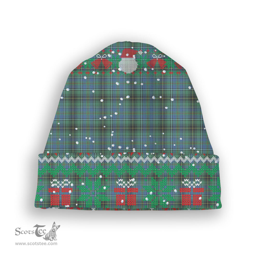 ScotsTee Shop Scottish MacInnes Ancient Tartan Plaid Christmas Deer Snowman Snowflake Bell Knit Beanie