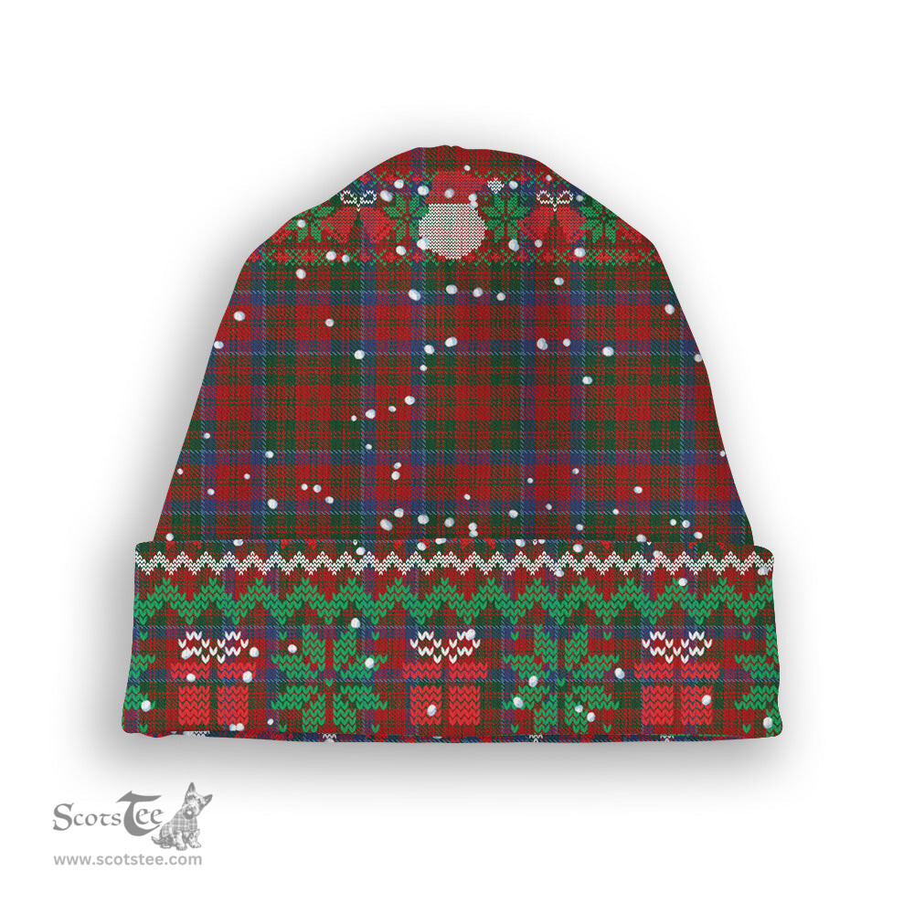 ScotsTee Shop Scottish Matheson 1831 Tartan Plaid Christmas Deer Snowman Snowflake Bell Knit Beanie