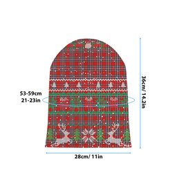 ScotsTee Shop Scottish MacFarlane Red Modern Tartan Plaid Christmas Deer Snowman Snowflake Bell Knit Beanie