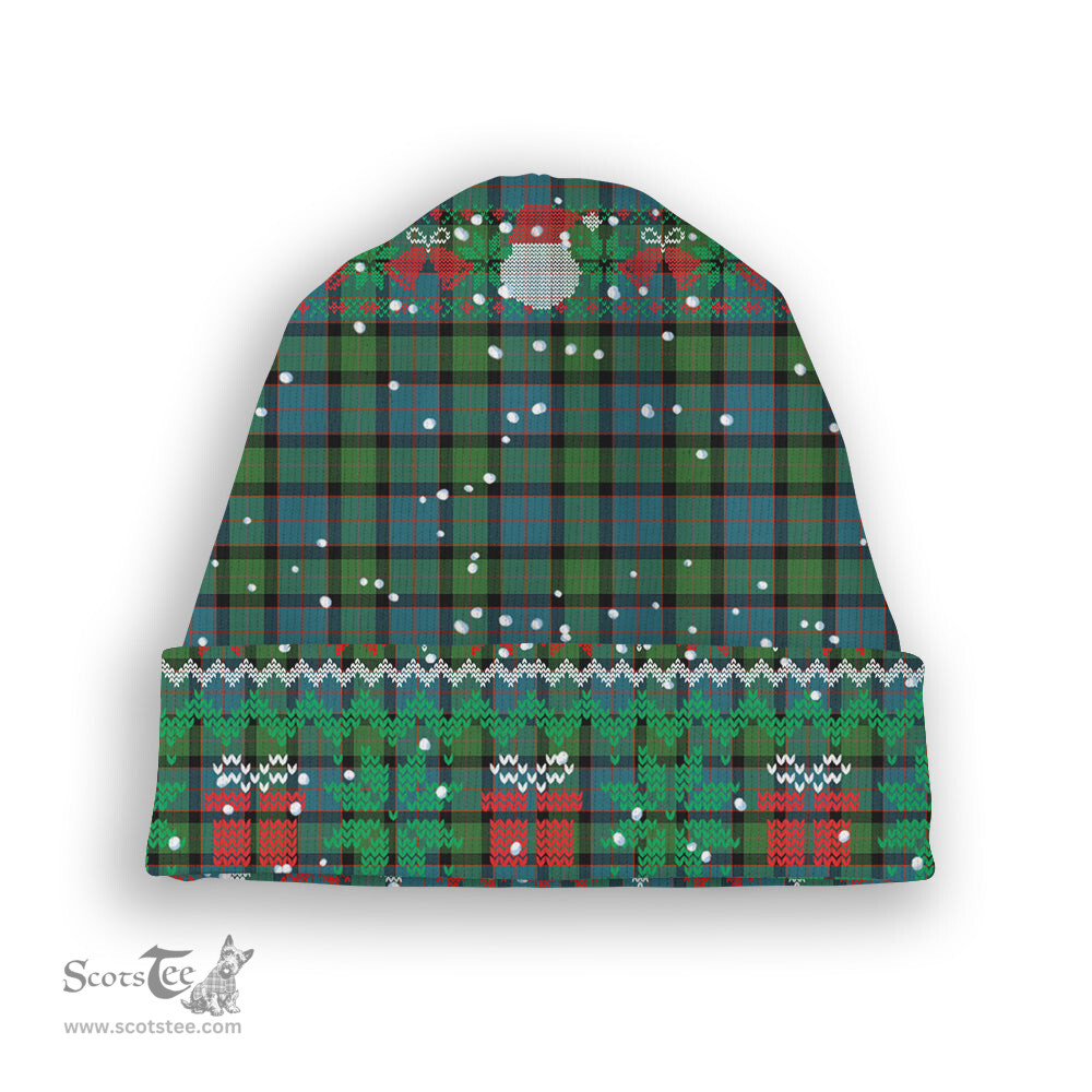 ScotsTee Shop Scottish MacWilliam (Williamson) Ancient Tartan Plaid Christmas Deer Snowman Snowflake Bell Knit Beanie