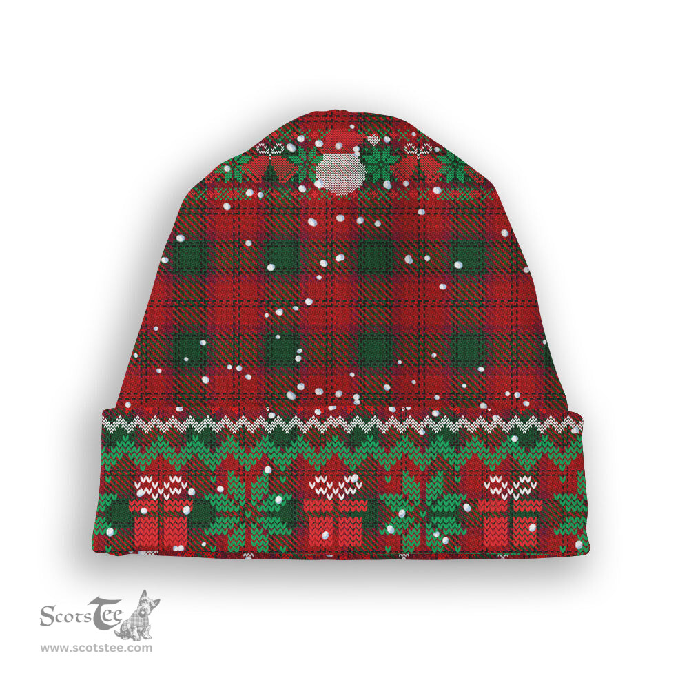 ScotsTee Shop Scottish Lindsay 3 Tartan Plaid Christmas Deer Snowman Snowflake Bell Knit Beanie