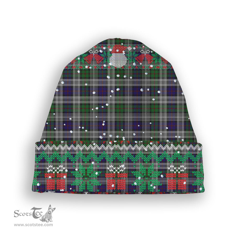 ScotsTee Shop Scottish MacKinlay Dress Tartan Plaid Christmas Deer Snowman Snowflake Bell Knit Beanie