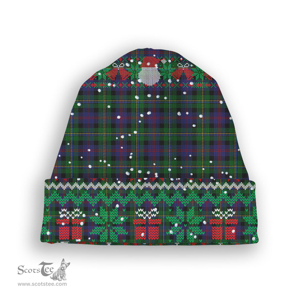ScotsTee Shop Scottish MacCallum Tartan Plaid Christmas Deer Snowman Snowflake Bell Knit Beanie