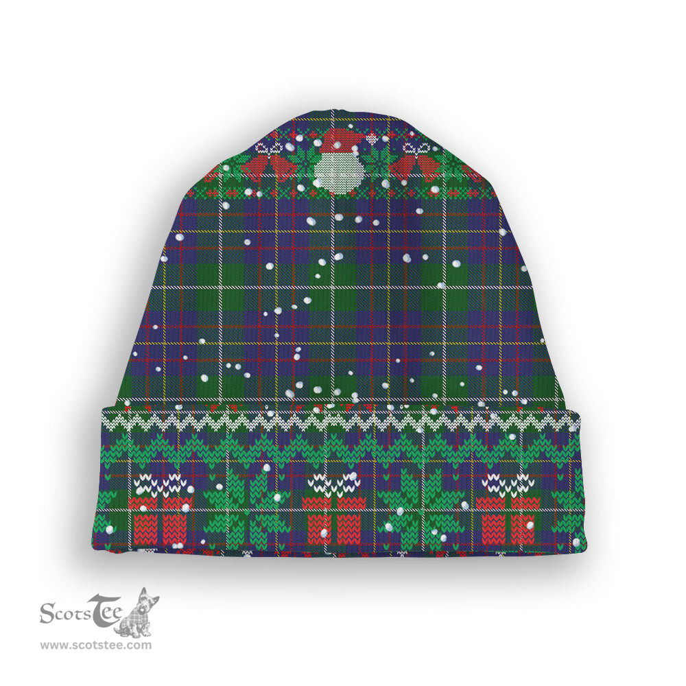 ScotsTee Shop Scottish MacIntyre Inglis Tartan Plaid Christmas Deer Snowman Snowflake Bell Knit Beanie