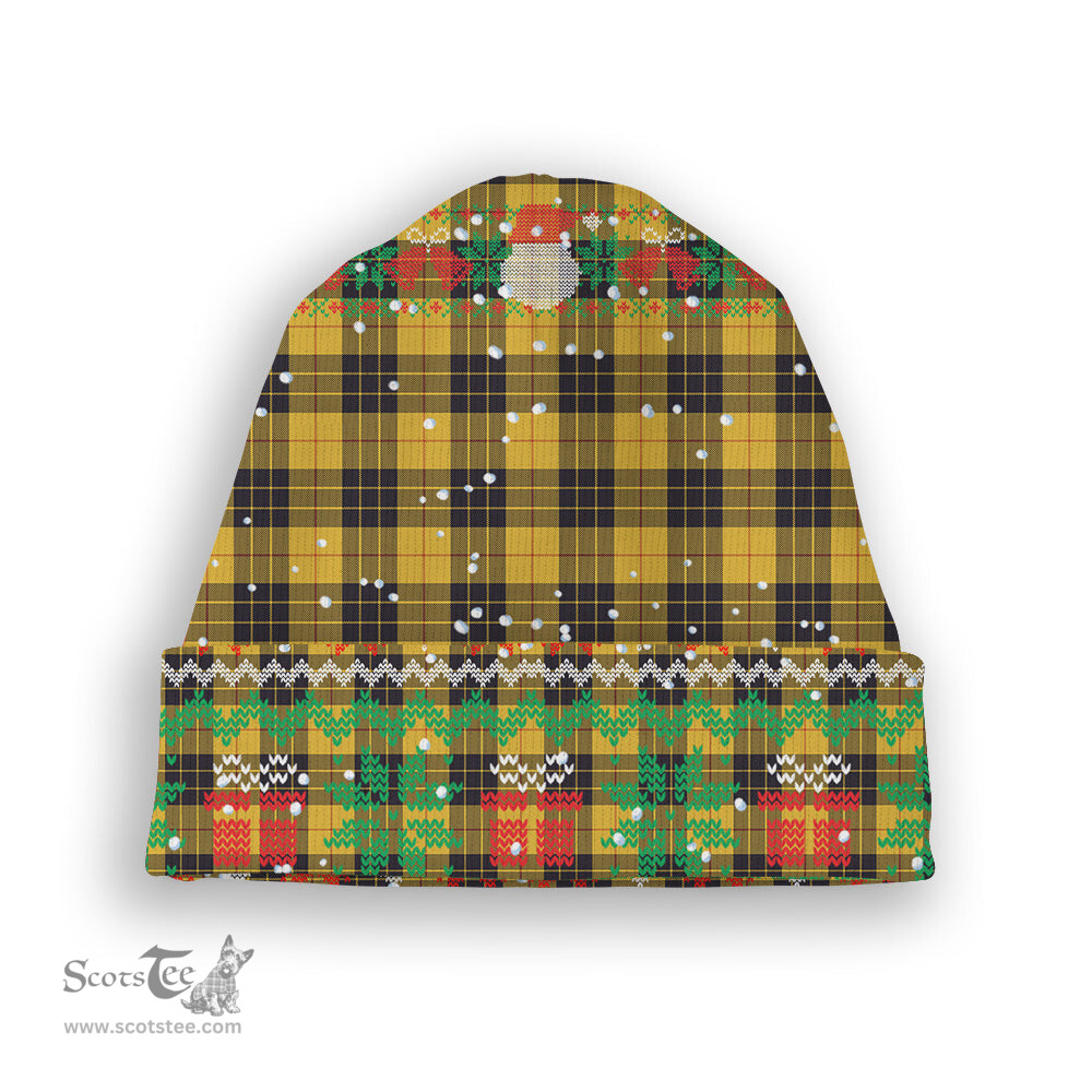 ScotsTee Shop Scottish MacLeod of Lewis Ancient SC Tartan Plaid Christmas Deer Snowman Snowflake Bell Knit Beanie