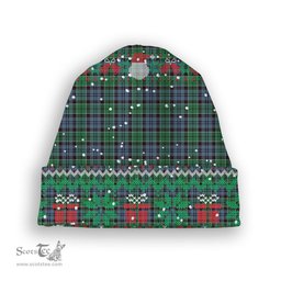 ScotsTee Shop Scottish MacIsaac Modern Tartan Plaid Christmas Deer Snowman Snowflake Bell Knit Beanie