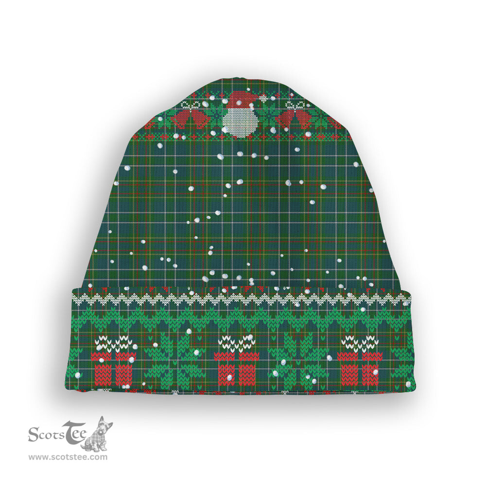 ScotsTee Shop Scottish Harkness Hunting Tartan Plaid Christmas Deer Snowman Snowflake Bell Knit Beanie