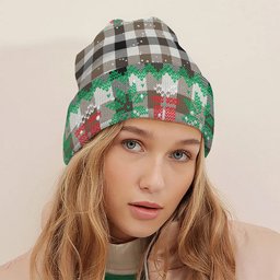 ScotsTee Shop Scottish Hogg Ancient Tartan Plaid Christmas Deer Snowman Snowflake Bell Knit Beanie