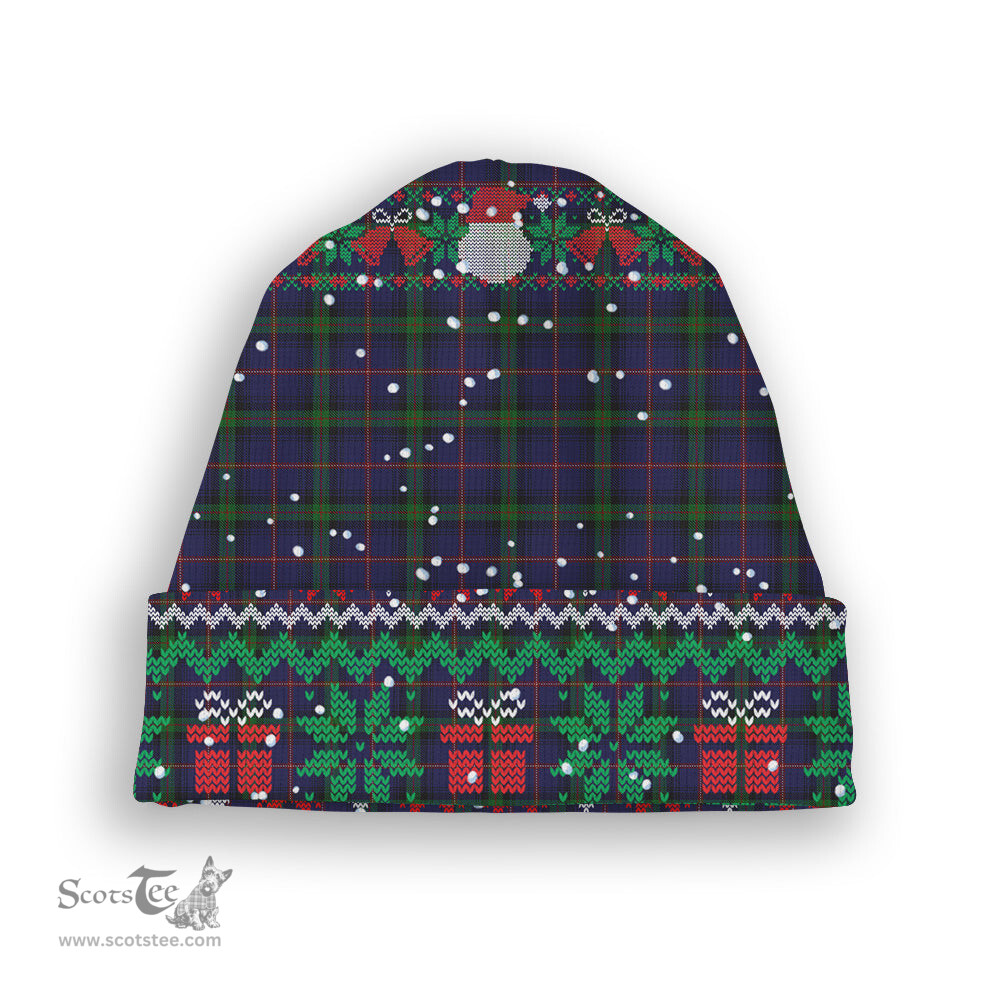 ScotsTee Shop Scottish McClafferty Tartan Plaid Christmas Deer Snowman Snowflake Bell Knit Beanie