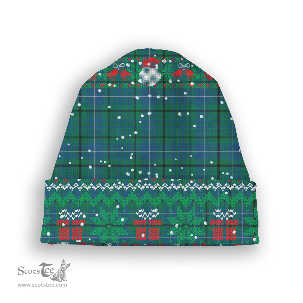 ScotsTee Shop Scottish Mayhew Tartan Plaid Christmas Deer Snowman Snowflake Bell Knit Beanie