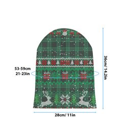 ScotsTee Shop Scottish McLean Hunting Ancient Tartan Plaid Christmas Deer Snowman Snowflake Bell Knit Beanie