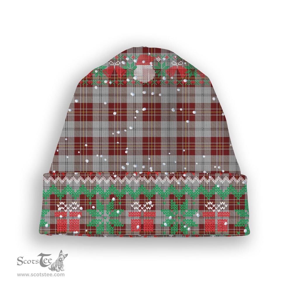 ScotsTee Shop Scottish MacPherson Dress Burgundy Dance Tartan Plaid Christmas Deer Snowman Snowflake Bell Knit Beanie