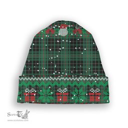 ScotsTee Shop Scottish MacAuley Hunting Ancient Tartan Plaid Christmas Deer Snowman Snowflake Bell Knit Beanie