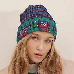 ScotsTee Shop Scottish Greer Tartan Plaid Christmas Deer Snowman Snowflake Bell Knit Beanie
