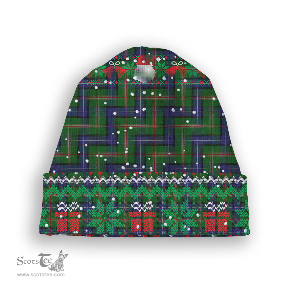 ScotsTee Shop Scottish Jones Tartan Plaid Christmas Deer Snowman Snowflake Bell Knit Beanie