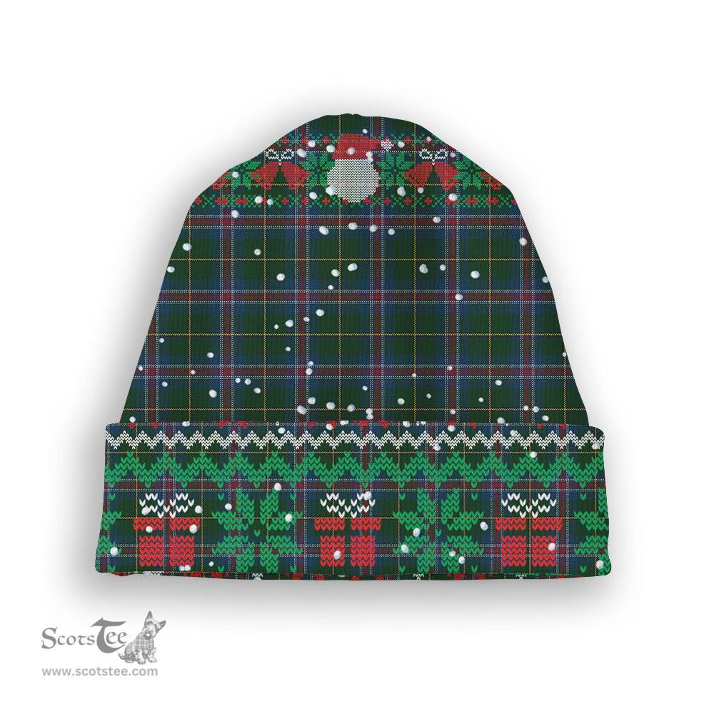 ScotsTee Shop Scottish Johnston Diana Dress Tartan Plaid Christmas Deer Snowman Snowflake Bell Knit Beanie