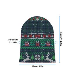 ScotsTee Shop Scottish Matheson Hunting Modern Tartan Plaid Christmas Deer Snowman Snowflake Bell Knit Beanie