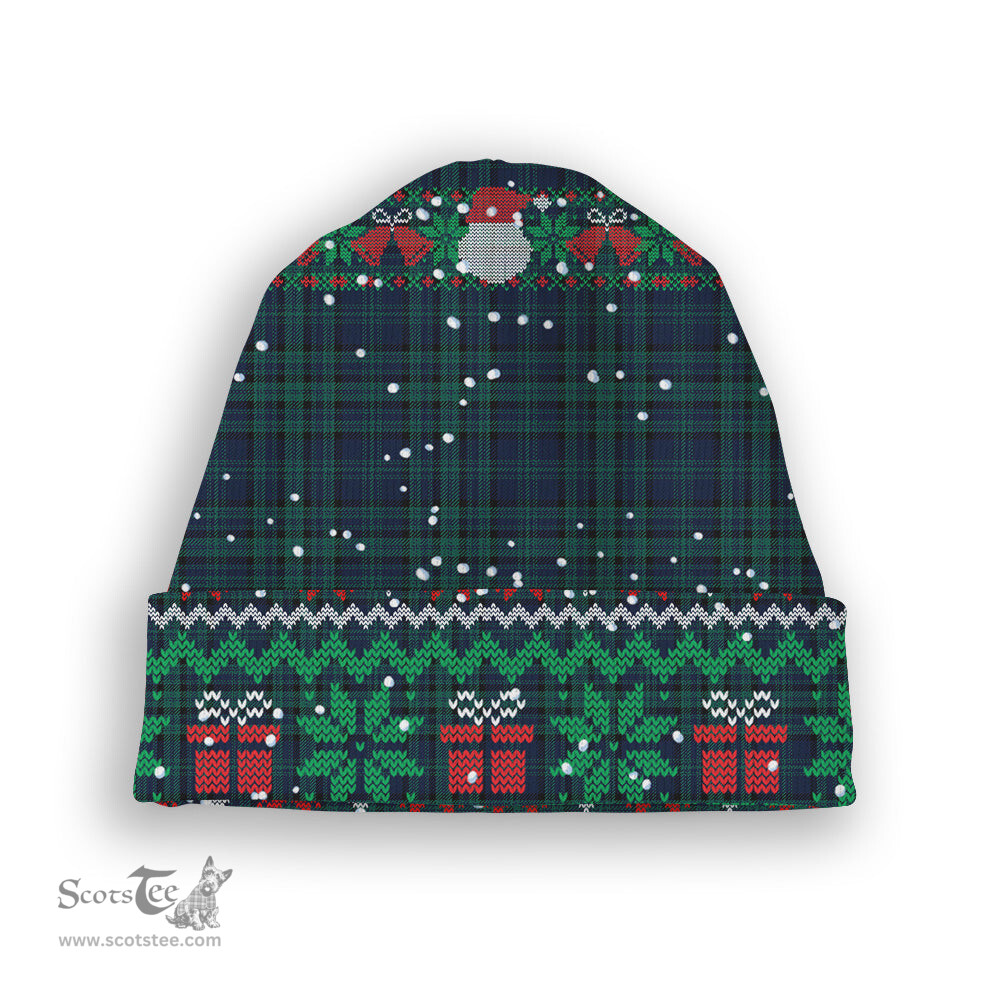 ScotsTee Shop Scottish Matheson Hunting Modern Tartan Plaid Christmas Deer Snowman Snowflake Bell Knit Beanie