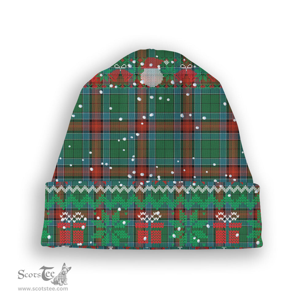 ScotsTee Shop Scottish Jardine Dress Ancient Tartan Plaid Christmas Deer Snowman Snowflake Bell Knit Beanie