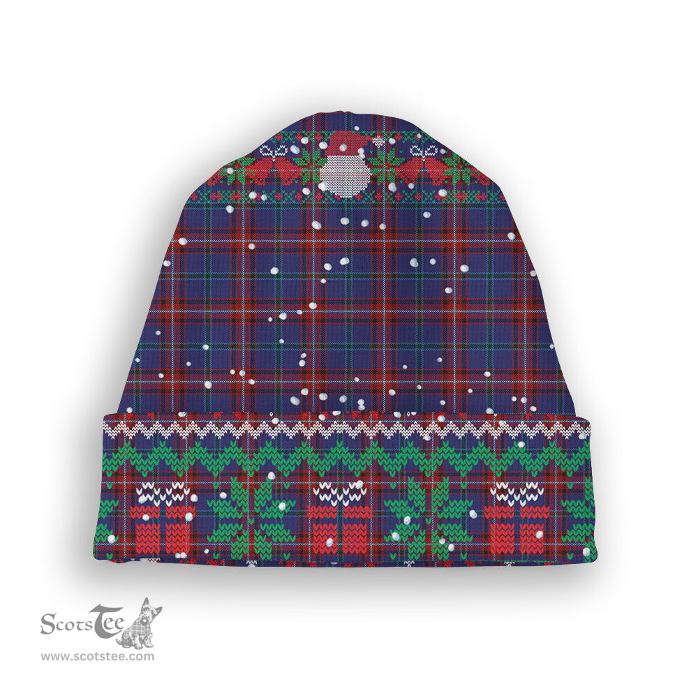 ScotsTee Shop Scottish Glenn Tartan Plaid Christmas Deer Snowman Snowflake Bell Knit Beanie