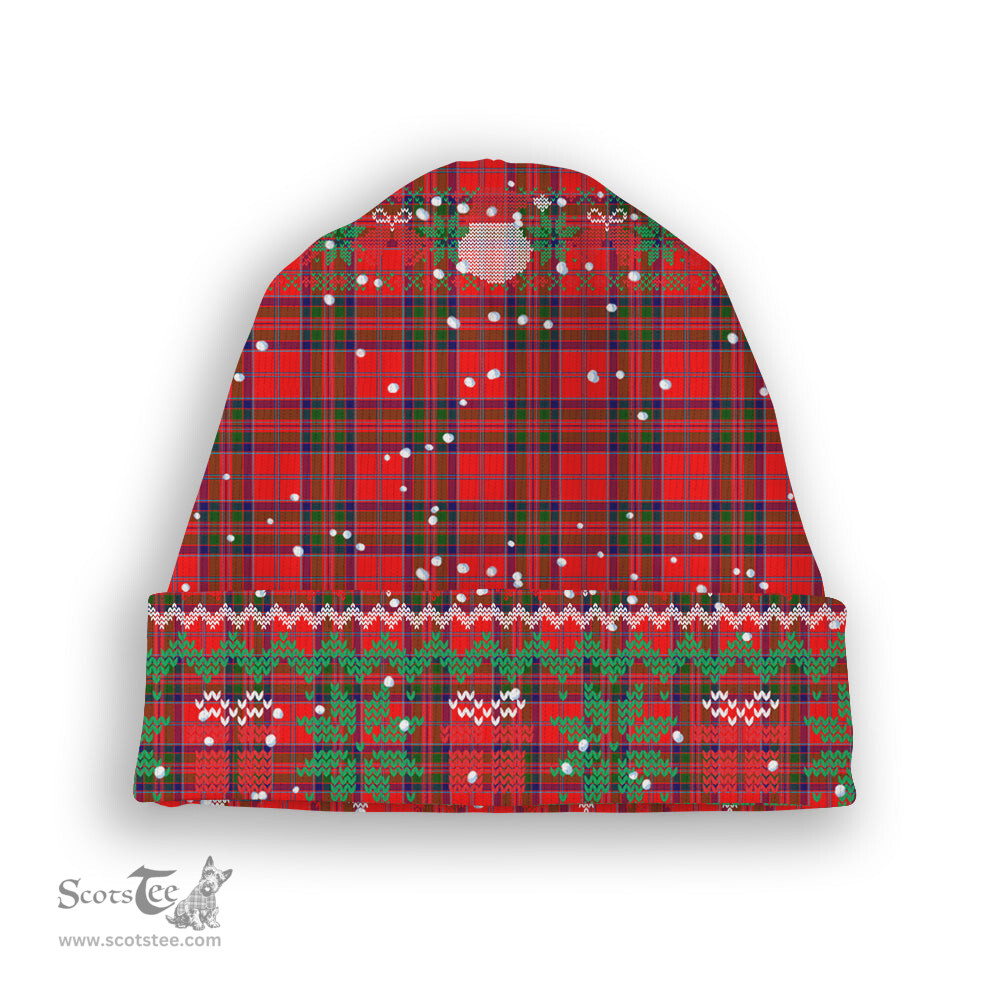 ScotsTee Shop Scottish MacGillivray Modern Tartan Plaid Christmas Deer Snowman Snowflake Bell Knit Beanie