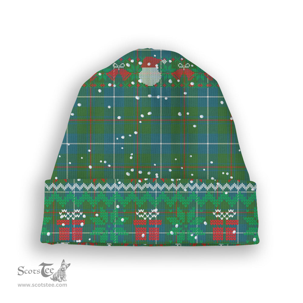 ScotsTee Shop Scottish Irvine of Bonshaw Tower Ancient Tartan Plaid Christmas Deer Snowman Snowflake Bell Knit Beanie
