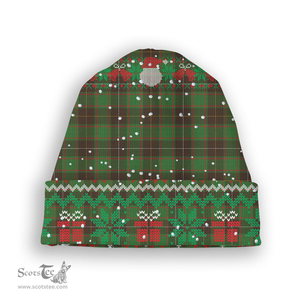ScotsTee Shop Scottish MacFie Hunting Ancient Tartan Plaid Christmas Deer Snowman Snowflake Bell Knit Beanie