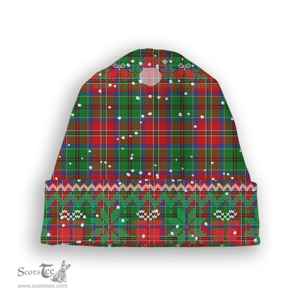 ScotsTee Shop Scottish McCullough Tartan Plaid Christmas Deer Snowman Snowflake Bell Knit Beanie